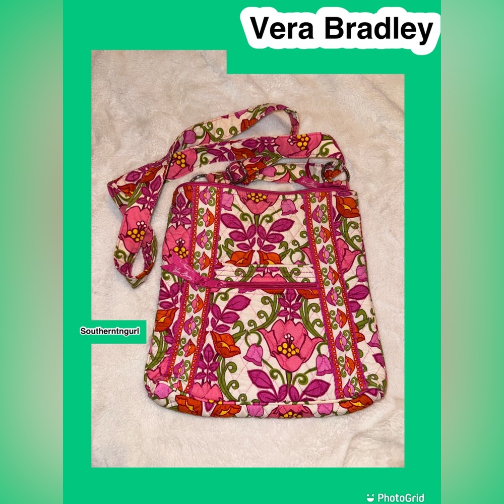 EUC VERA BRADLEY  RETIRED  “ Lilli Bell “  Quilted  Pink & Red Hipster Crossbody - Picture 12 of 12